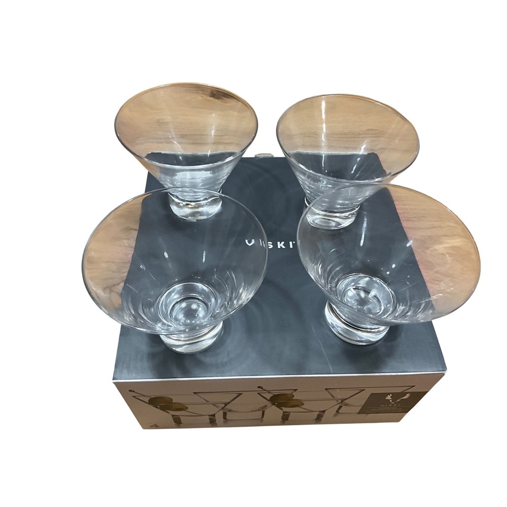 Viski Stemless Martini Glasses Set of 4 Clear Crystal Barware 10oz